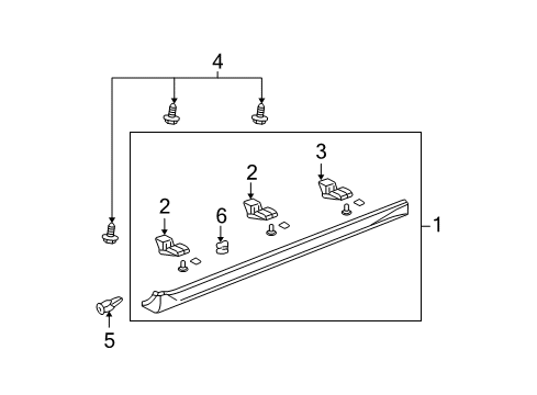 2007 Honda Fit Exterior Moldings Stay A, Side Sill Garnish Diagram for 71804-SAA-003