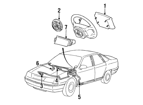 1994 Ford Taurus Air Bag Components Center Sensor Diagram for F2DZ14B006A