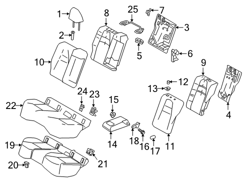 2021 Toyota Corolla Rear Seat Components Trim Bezel Diagram for 73733-02010-A0