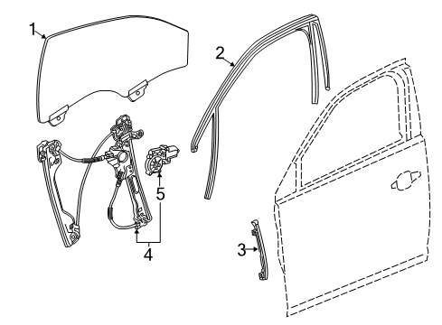 2015 Chevrolet Malibu Front Door Run Weatherstrip Diagram for 23222920