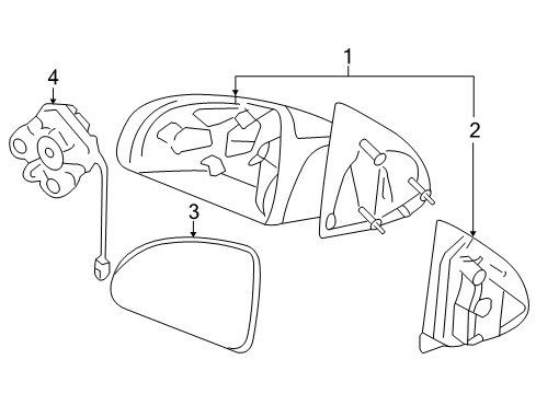 2007 Chevrolet Cobalt Mirrors Mirror Assembly Diagram for 25831896