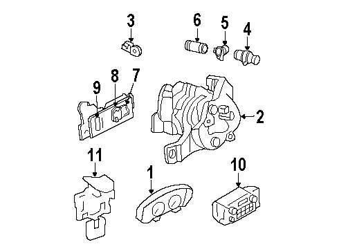 2002 Oldsmobile Intrigue Cluster & Switches Module Diagram for 19244860