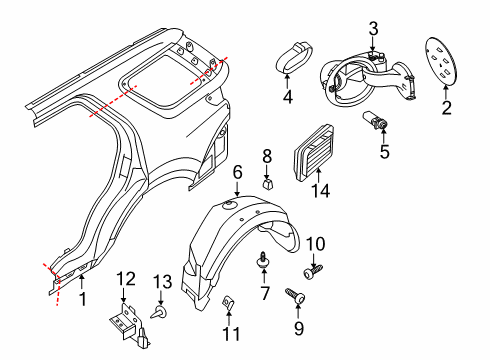 2017 Ford Police Interceptor Utility Quarter Panel & Components Fuel Pocket Diagram for BB5Z-7827936-A