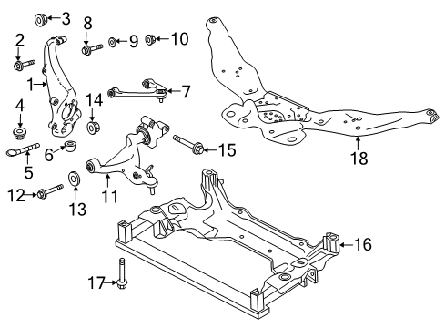 2018 Infiniti Q60 Front Suspension Components, Lower Control Arm, Upper Control Arm, Stabilizer Bar Transverse Link Complete, Left Lower Diagram for 54501-4GE0B