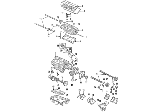 2006 Acura RL Engine Parts, Mounts, Cylinder Head & Valves, Camshaft & Timing, Oil Pan, Oil Pump, Crankshaft & Bearings, Pistons, Rings & Bearings, Variable Valve Timing Mounting Assembly, Rear Engine Diagram for 50810-SJA-E01