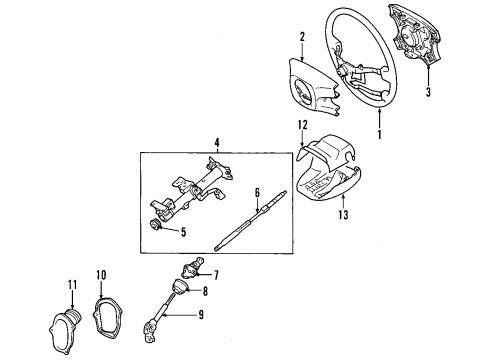 2001 Toyota Highlander Steering Column & Wheel, Steering Gear & Linkage Wheel Assembly, Steering Diagram for 45100-48120-B0