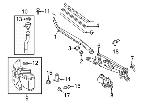 2022 Toyota Corolla Cross Wiper & Washer Components Linkage Assembly Diagram for 85150-0A050