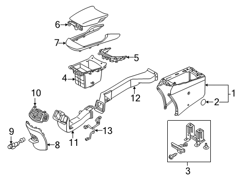 2016 Hyundai Azera Rear Console Console Assembly-Floor Rear Diagram for 84620-3V900-HZ