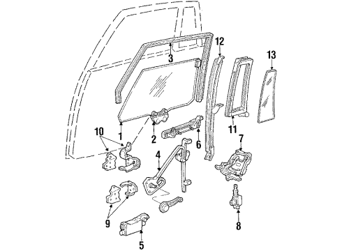 1985 Pontiac Parisienne Rear Door - Glass & Hardware Chan Asm Rear Door Diagram for 20133043