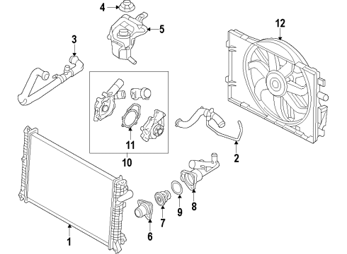 2008 Mercury Milan Cooling System, Radiator, Water Pump, Cooling Fan Fan Assembly Diagram for 7E5Z-8C607-A