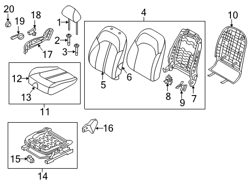 2016 Kia Optima Passenger Seat Components Cushion Assembly-Front Seat Diagram for 88200D5050H2S