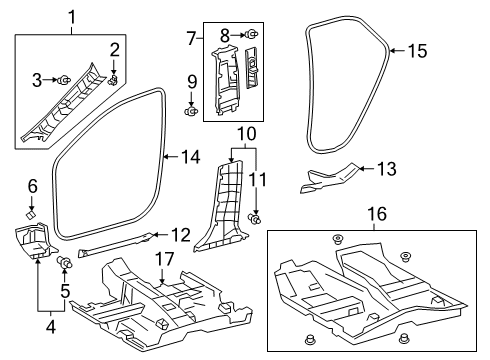 2022 Lexus UX200 Interior Trim - Pillars Board, COWL Side Tri Diagram for 62111-76020-C0