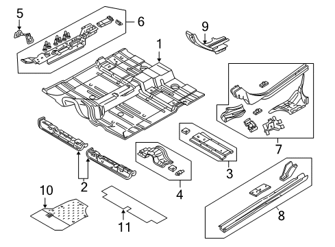 2001 Dodge Stratus Pillars, Rocker & Floor - Floor & Rails Pan-Front Floor Diagram for 4814982AB