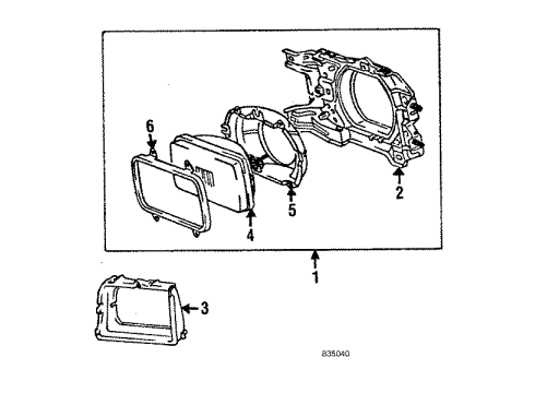 1984 Toyota Tercel Headlamps Sealed Beam Mount Ring Diagram for 81113-16220