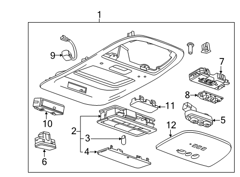 2015 Chevrolet Volt Overhead Console Trim Plate Diagram for 20837798