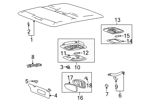 2002 Hyundai XG350 Interior Trim - Roof Room Lamp Assembly Diagram for 92810-39010-CI