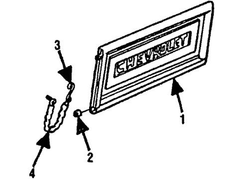 1987 GMC V1500 Tail Gate Trunnion-End Gate Hinge Diagram for 3810706