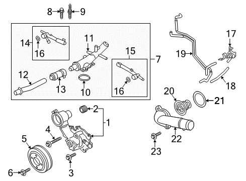 2018 Lincoln Continental Water Pump Outlet Tube Diagram for FT4Z-8592-D