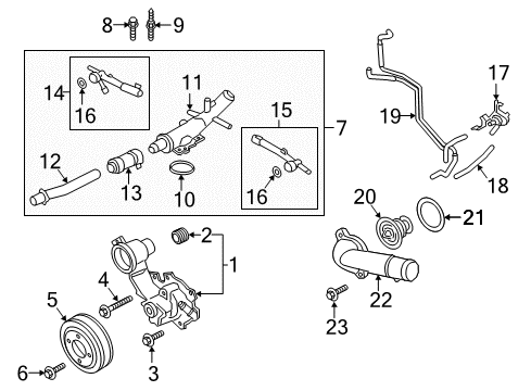 2018 Lincoln Continental Water Pump Water Pump Upper Bolt Diagram for -W503302-S442