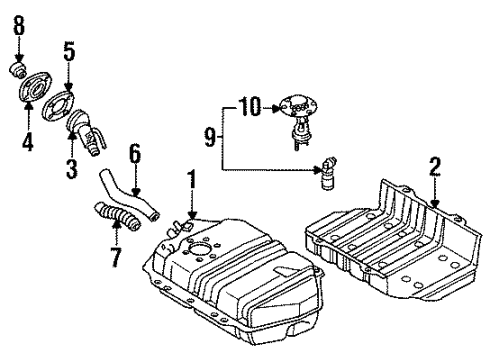 1989 Nissan Pathfinder Fuel System Components Tube ASY-Filler Diagram for 17221-02J00