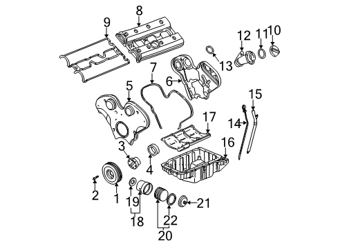 2003 Saturn Vue Engine Parts, Mounts, Cylinder Head & Valves, Camshaft & Timing, Oil Pan, Oil Pump, Balance Shafts, Crankshaft & Bearings, Pistons, Rings & Bearings Shell, Oil Filter Diagram for 9194659