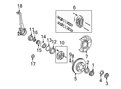 2000 Toyota Tacoma Front Brakes Gasket, Front Axle Outer Shaft Flange Diagram for 43422-60060