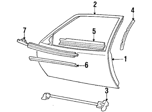 1993 Chevrolet Lumina Door & Components, Exterior Trim Weatherstrip Asm-Front Side Door Upper *Black Diagram for 10155764