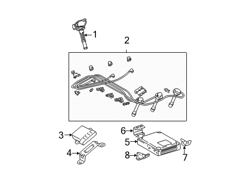 1998 Toyota Tacoma Powertrain Control ECM Front Bracket Diagram for 89669-35080