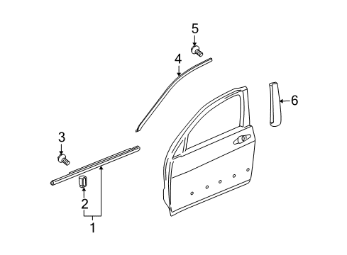 2011 Acura TL Exterior Trim - Front Door Molding, Right Front Door Sash Diagram for 72425-TK4-A01