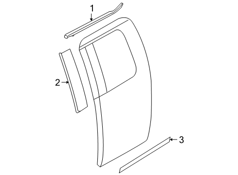 2011 Ford F-150 Exterior Trim - Rear Door Upper Molding Diagram for 6L3Z-18255A34-AA