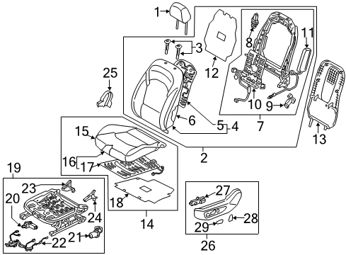 2020 Hyundai Elantra GT Driver Seat Components Pad Assembly-Front Seat Back, LH Diagram for 88350-F2710