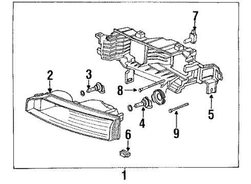 1990 Honda Accord Headlamps Screw, Adjust Diagram for 33113-SM4-A01