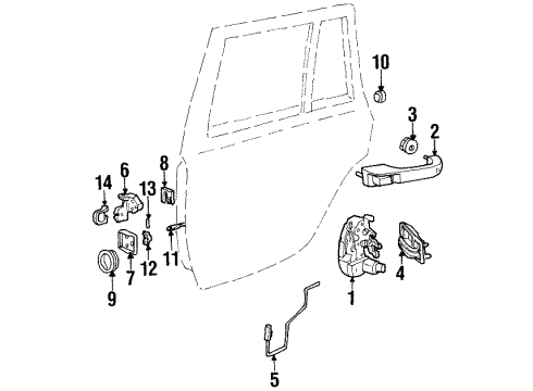 1999 Jeep Cherokee Rear Door - Lock & Hardware Door Lock Actuator Motor Rear Left Diagram for 55235205AB