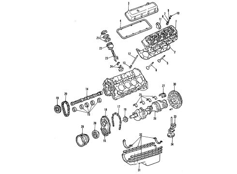 2006 GMC Sierra 2500 HD Engine Parts, Mounts, Cylinder Head & Valves, Camshaft & Timing, Oil Pan, Oil Pump, Crankshaft & Bearings, Pistons, Rings & Bearings Cover Asm-Engine Front (W/ Crankshaft Front Oil Sea Diagram for 12589846