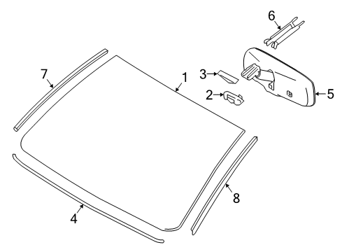 2019 Toyota Tacoma Windshield Glass, Reveal Moldings Mirror Inside Diagram for 87810-0C140