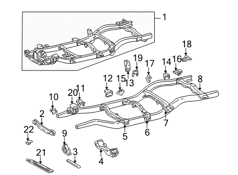 2001 Toyota Tacoma Frame & Components Bracket Sub-Assy, Strut Bar, RH Diagram for 57107-35090