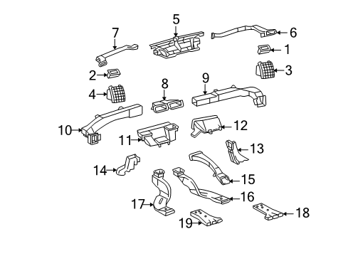 2010 Toyota Avalon Ducts Air Distributor Diagram for 55840-07030