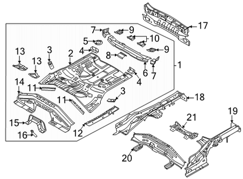 2022 Kia Seltos Rear Body & Floor Bracket Assembly-Rear Seat & Mer Mounting, LH Diagram for 65755-J9000