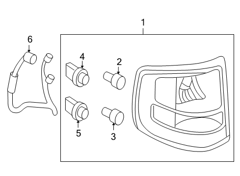 2008 Ford Explorer Sport Trac Bulbs Tail Lamp Assembly Diagram for 8A2Z-13404-A