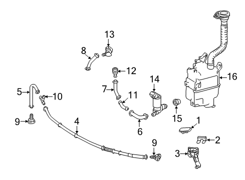 2013 Lexus RX350 Headlamp Washers/Wipers Nozzle Sub-Assembly, HEADLAMP Washer Diagram for 85044-48020-A0