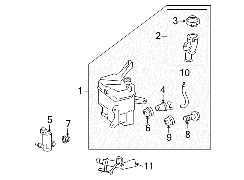 2012 Lexus HS250h Headlamp Washers/Wipers Jar Assy, Windshield Washer Diagram for 85355-75011