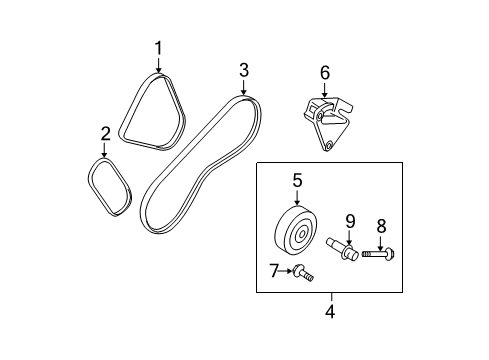 2006 Hyundai Accent Belts & Pulleys Power Steering Pump V-Belt Diagram for 57231-29100