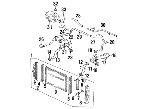 2002 Oldsmobile Aurora Radiator & Components Water Outlet Assembly Diagram for 12575557