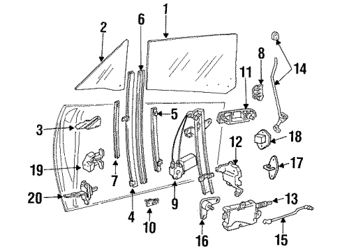 1994 Mercury Capri Door & Components Lock Switch Diagram for F2DZ-14028-A