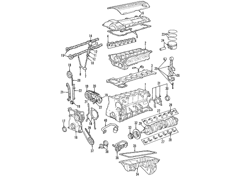 1997 BMW 528i Engine Parts, Mounts, Cylinder Head & Valves, Camshaft & Timing, Variable Valve Timing, Oil Pan, Oil Pump, Adapter Housing, Crankshaft & Bearings, Pistons, Rings & Bearings Transmission Mount Set Diagram for 22316771221