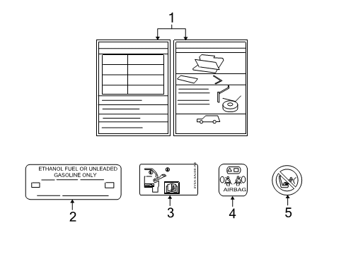 2009 Mercury Mountaineer Information Labels Info Label Diagram for YU5Z-9A095-BA