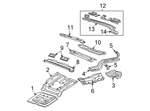 2009 Mercury Mountaineer Rear Body Center Floor Pan Diagram for 8L2Z-7811160-A