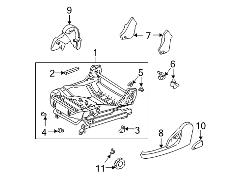 2003 Toyota Corolla Tracks & Components Inner Cover Diagram for 71862-AA030-E1