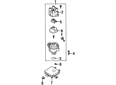 1998 Nissan Sentra Powertrain Control Cap Assy-Distributor Diagram for 22162-0M811