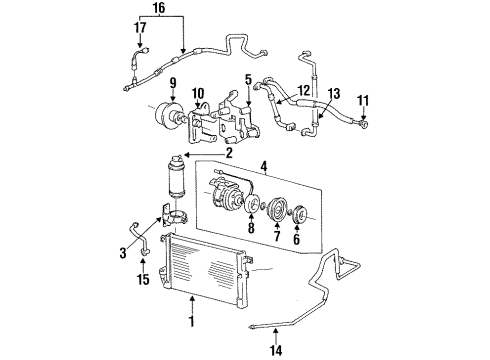 1994 Hyundai Scoupe A/C Condenser, Compressor & Lines Compressor Assembly Diagram for 97701-23701
